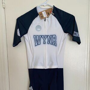 WYNR Women's White and Navy Cycling Skinsuit